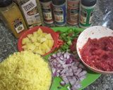 A picture of step 1 of Potato fried rice.