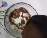 A picture of step 2 of Pheda fudge with chocolate sauce.