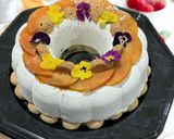 A picture of step 6 of Yogurt, Peach, and Amaretti Ice Cream Cake.