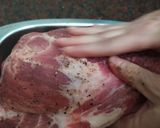 A picture of step 2 of Pork Shoulder with Mustard, Spiced Plums, and Orange Sweet Potato Mash.