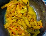 A picture of step 3 of Karela nu shak.