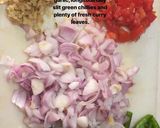 A picture of step 1 of Chettinad Kadai Prawns.
