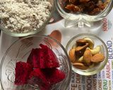 A picture of step 1 of Coconut Dragon Fruit Burphi.