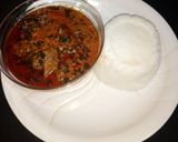 A picture of step 6 of Egusi soup with tuwan shinkafa.