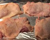 A picture of step 1 of Crispy chicken thigh with angel hair, mushroom and garlic butter cilantro sauce.