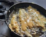 A picture of step 2 of Big green chillies pakoda. (mirchi bhajji).