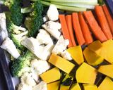 A picture of step 1 of Spicy Mackerel Dip with Fried Mackerel and Steamed Vegetables.