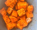 A picture of step 2 of Sumac air-fried sweet potatoes.