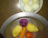 A picture of step 1 of Egg curry stew.