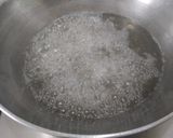 A picture of step 2 of Bombay karachi halva / Corn flour  halva with natural food colour.