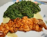 Foto del paso 8 de la receta: Pollo adobado, en airfryer, con espinacas al Cabrales