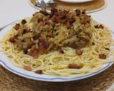 Foto del paso 4 de la receta: Spaghetti con Berenjena asada, Guanciale Tostato y sus jugos