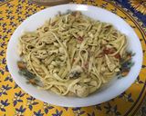 Une image de l'étape 12 de Tagliatelles au poulet tomates et sauce roquefort.