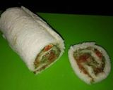 A picture of step 7 of Tricoloured Rollcut Sandwiches.