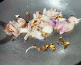 A picture of step 1 of Spinach and corn curry with garlic tempering.