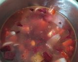 A picture of step 5 of Beetroot soup with Mexican salad.