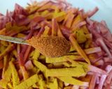 A picture of step 6 of Carrots Achar.
