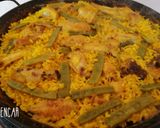 A picture of step 9 of Paella Valenciana.