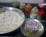 A picture of step 1 of Methi  onion paratha.