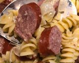 A picture of step 4 of Baked Pasta with Cheddar Cheese and Smoked Beef Sausage.