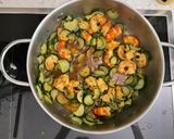 A picture of step 6 of Homemade Squid Ink Tagliolini with Jumbo Shrimp and Zucchini.
