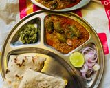 A picture of step 9 of Stuffed Tondali peanuts masala with jowar bhakri and spicy thecha, in dinner.