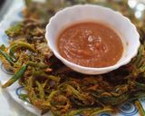 A picture of step 6 of Kurkuri Bhindi Fry/ Deep Fried Crunchy Okra slices.