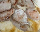 A picture of step 6 of Pepper Pork Loin Medallions on a Bed of Mashed Potatoes.