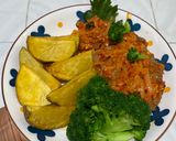 Foto langkah ke 6 dari resep Dendeng Daging Sapi Bumbu Bali Pedas dgn Potato Wedges + Brokoli.