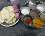 A picture of step 1 of Kakdi ki sabzi.