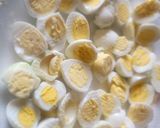 A picture of step 1 of Deep Fried Deviled Quail Eggs.