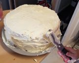 A picture of step 3 of My Granddaughter and me made a Unicorn Cake 😉.