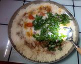 A picture of step 3 of Steamed Rice Grits (Dambun Shinkafa) with Pepper and Onion Sauce.