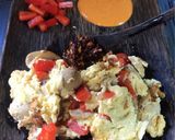Gambar langkah 5 resipi Farmer Scramble Egg - Cendawan Butang & Capsicum Merah.