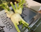 A picture of step 1 of Braised Fennel with Maple Syrup and Lemon.