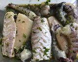 Une image de l'étape 3 de Gambas et dos de cabillaud marinés au gingembre et citron vert.
