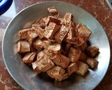 A picture of step 2 of Kathal(jackfruit) in whole spices.