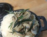 A picture of step 4 of Celery Root Purée with Comté Cheese and Mushrooms.