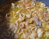 A picture of step 6 of Shell Pasta Soup with Ground Beef.
