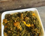 A picture of step 5 of Palak gosht.