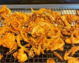 A picture of step 5 of Green bean casserole with homemade fried onions.