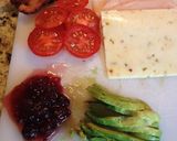 A picture of step 2 of Turkey, Bacon, Cranberry, Avocado Sandwich.