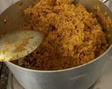 A picture of step 2 of Jerof Rice with Goat meat.