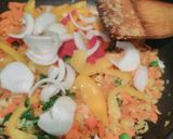 A picture of step 2 of Veggies and egg stir fry.