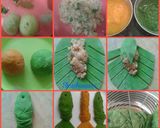 A picture of step 8 of Tricolor fish shaped samosa.