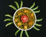 A picture of step 8 of Ghugni or Aloo Matar (no onion garlic).