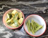 A picture of step 1 of Drumstick pumpkin sabzi.