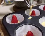 A picture of step 3 of Strawberry short cupcake with strawberry ice cream frosting.