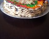 A picture of step 11 of Rainbow- Cake#Endofyearchallenge.