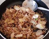 A picture of step 3 of Buckwheat Kasha with water chestnut.